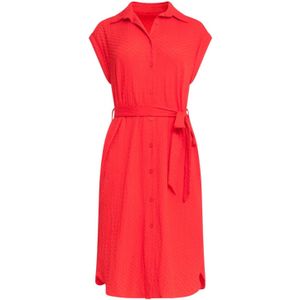 Smashed Lemon - 25118 - Jurk - Rood - Stretchy Crinkle Shirtjurk