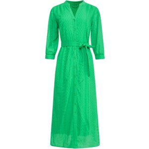 Smashed Lemon - 25146 - Midi Jurk - Felgroen - 100% Katoen - Broderie Anglaise