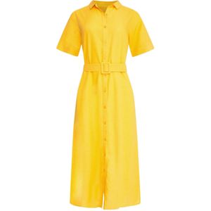Smashed Lemon - 25150 - Linnen Midi Shirtjurk - Geel