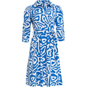 Smashed Lemon 25245 cobaltte grafische geprinte jurktravelkwaliteit |