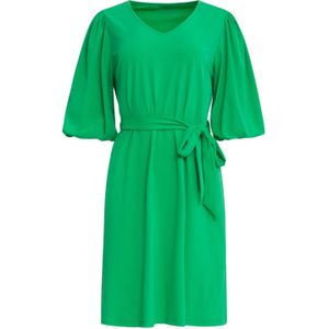 Smashed Lemon - Ballonmouwen Jurk - Groen - Travel Quality Stof