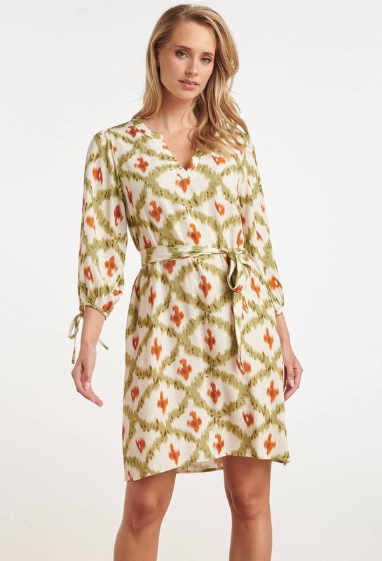 Smashed Lemon - 25355 - Jurk - Aztec-print - Aardetinten