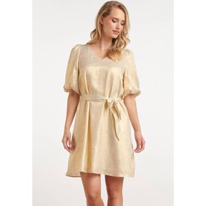 Smashed Lemon - 25369 - Jurk - Lichtgouden - Ballonmouwen - V-hals