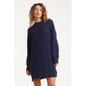 Smashed Lemon - Gebreide Jurk - Cognac - Knie-lengte - Losvallend Model