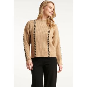 Smashed Lemon - Damestop - Sand en Zwart - Losvallend - Hoge Ronde Hals