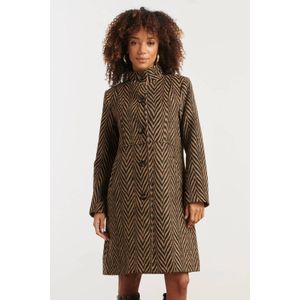 Smashed Lemon Jas met visgraatprint in zwart en camel |