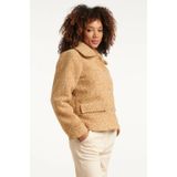 Smashed Lemon - Bouclé Jas - Grijs - Dames - Korte Jas met Kraag