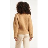 Smashed Lemon - Bouclé Jas - Grijs - Dames - Korte Jas met Kraag