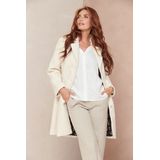 Smashed Lemon - Bouclé Jas - Off-white - Met Parelmoerknopen