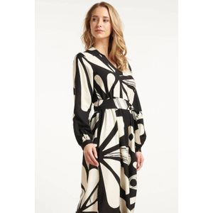 Smashed Lemon - Maxi Jurk - Zwart - Off-white - Bloemenprint