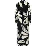 Smashed Lemon Maxi jurk met graffische bloemenprint in zwart en off-white |