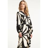Smashed Lemon Maxi jurk met graffische bloemenprint in zwart en off-white |