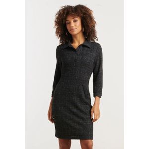 Smashed Lemon Geweven ruittextuur getailleerde jurk |