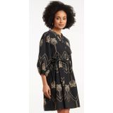 Smashed Lemon - 35087 - Jurk - Zwart - Korte Mouwen - V-halslijn