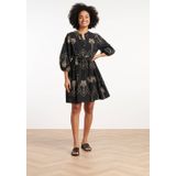 Smashed Lemon - 35087 - Jurk - Zwart - Korte Mouwen - V-halslijn