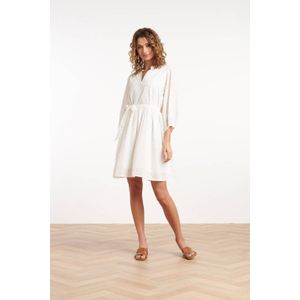 Smashed Lemon - Zomerjurk - Wit - Broderie - Lange Mouwen - V-hals