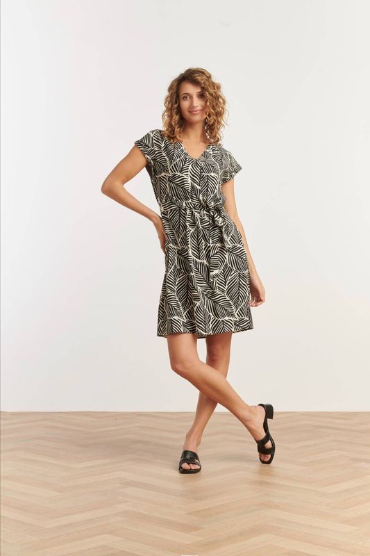 Smashed Lemon - Zomerjurk - Zwart - V-hals - Korte Mouwen