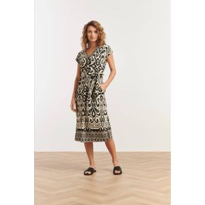 Smashed Lemon - Lange Jurk - Zwart/Wit - Abstracte Print