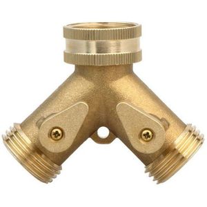 Outdoor Messing Tweeweg Dubbele Water Tap Connector Y Vorm Tuinslang Connector Adapter Effen Sub Feed Tuin Irrigatie Gereedschap