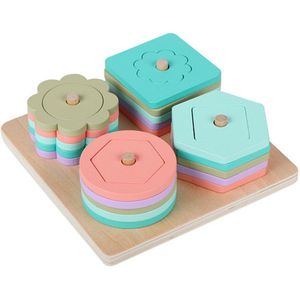 Baby Kids Regenboog Houten Kolom Blokken Sets Educatief Geometrische Vorm Bijpassende Speelgoed Kinderen Stapelen Toys