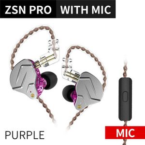 Kz Zsn Pro 1DD 1BA Hifi Metalen Headset Hybrid In Ear Oortelefoon Sport Noise Cancelling Headset AS10 Zstx Zsn ES4 ZS10 Pro V80 AS16