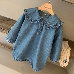 Pasgeboren Lange Mouw Bodysuits Herfst Baby Jongen Meisje Denim Bodysuit Playsuit Outfit Set Baby Kleding