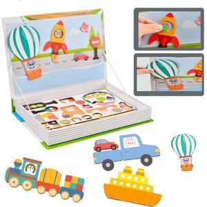 Magnetische Puzzels Jurk Up Verkeer Voertuigen Tekening Schrijfbord Puzzels Onderwijs Speelgoed Voor Kinderen Kinderen