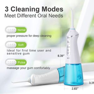 3 Modes Verwijderbare Monddouche Draagbare Usb Oplaadbare Water Tanden Bleken Waterdicht Water Jet Tand Floss 4 Tip 300ml