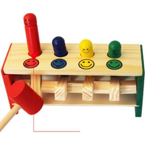 Baby Houten Hamer Speelgoed + Stok Hamer Doos Peuters Educatief Puzzel Speelgoed Voor Kinderen Houten Spel Hameren Bench Kinderen Speelgoed