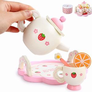 Maken Afternoon Tea Houten Set Baby Meisje Keuken Speelgoed Pretend Play Dienen Klant Vroege Educatief Kind Jaar