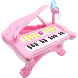 Quercitron Kids Elektronische Mini Piano Speelgoed Met Microfoon En Telefoon Stand Voor Baby Meisjes 24 Toetsen Keyboard Roze Muziek Leren