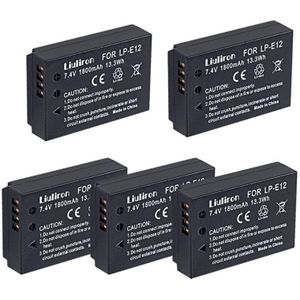 5X1800Mah LP-E12 Lp E12 LPE12 Li-Ion Batterij Pack Voor Canon Eos M50, Eos M100,100D Kus X7 Rebel SL1 Camera