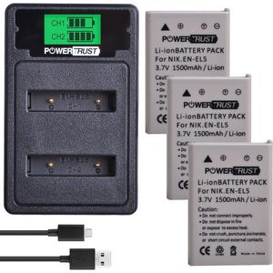 EN-EL5 ENEL5 Batterij + Lcd Dual Usb Lader Voor Nikon Coolpix P530 P520 P510 P100 P500 P5000 P5100 P6000 3700 4200 Batterijen