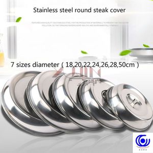 Roestvrijstalen Keuken Schotel Teppanyaki Roosteren Steak Plaat Voedsel Cover Met 7 Soorten Ronde Diameter 18/20/22/24/26/28/30 Cm