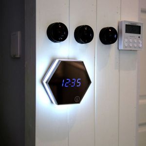 Spiegel Digitale Alarm Creatieve Led Thermometer Diamond Nachtlampje Muur Bureauklok Tafel