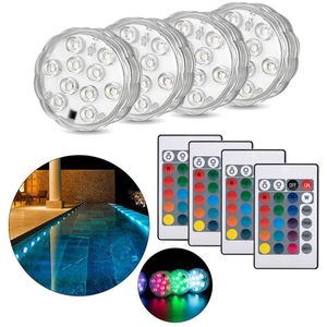 Zwembad Licht Remote Controlled Rgb Led Onderwater Licht 10Led Dompelpompen Light Night Lamp Tuin Party Vaas Kom Decor