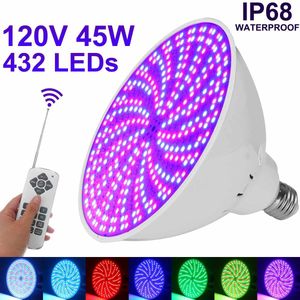 45W Led Zwembad Licht Led IP68 Waterdichte Onderwater Licht Vijver Verlichting Rgb Kleur Veranderende Gloeilamp W/Afstandsbediening