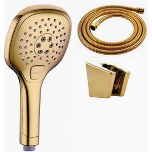 Abs Plastic Vergulde Drie Functies Handheld Douche Glijdende Bar Hand Douchekop Met Goud Houder En Doucheslang BT77