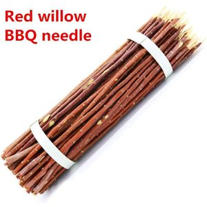 Gezonde Natuurlijke Rode Wilg Sticks Ronde Roast Spiesjes Stok Hout Bbq Naald Barbeque Keuken Gereedschap Outdoor Grill Camping Picknick