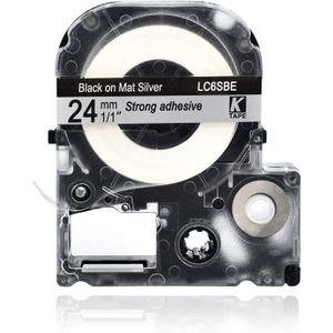 Epson Label Tape 24Mm Zwart Op Zilver SM24X LC6SBE Schrijfmachine Lint Voor Kingjim Label Maker LW-300 LW400Epson Label Printer