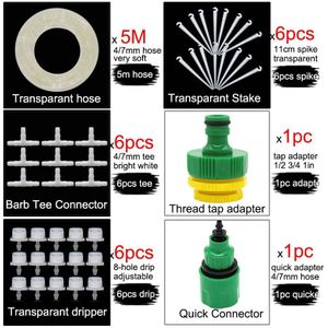 MUCIAKIE 50 M 30 M 25 M Wit Transparant Micro Drip System Tuin Watering Kits w/Verstelbare Drippers w /Spike Tee Tap Connecters