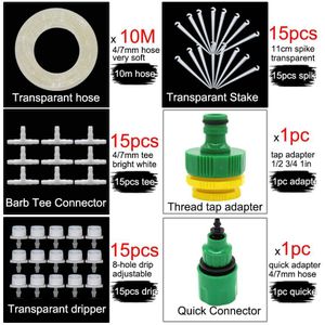 MUCIAKIE 50 M 30 M 25 M Wit Transparant Micro Drip System Tuin Watering Kits w/Verstelbare Drippers w /Spike Tee Tap Connecters