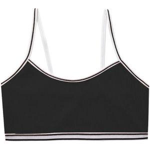 Tiener Puberteit Meisje Zoete Candy Kleur Sport Training Beha Ondergoed Gestreepte Patchwork Draad Geribbelde Draadloze Bralette Vest 8-16T