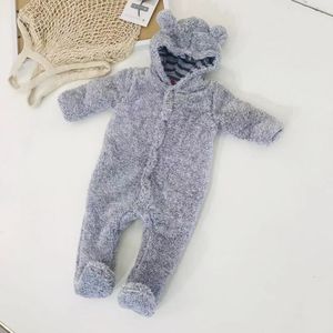 Pasgeboren Lange Mouwen Hooded Jumpsuit Footies Pasgeboren Baby Jongen Meisje Winter Warme Kleding 3-24 Maand Overalls dikte