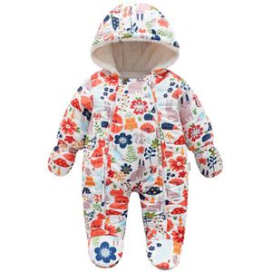 Winter Mode Baby Kleding Leuke Animal Print Katoen Dikke Warme Katoenen Baby Jongen Meisje Romper En Handschoenen Pasgeboren Snowsuit set