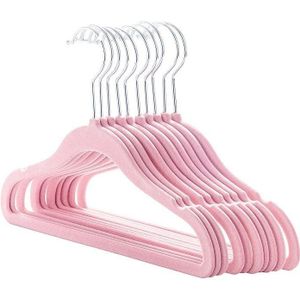 20 Pack Baby Fluwelen Hangers Non Slip Kleerhangers, Ultra Dunne Ruimtebesparend Kids Hangers (Roze)