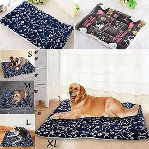 Winter Warm Pet Dog Puppy Katten Bed Kussen Mat Zachte Fleece Kennel Matten Deken Katten/Bones Print Pad Huisdier producten