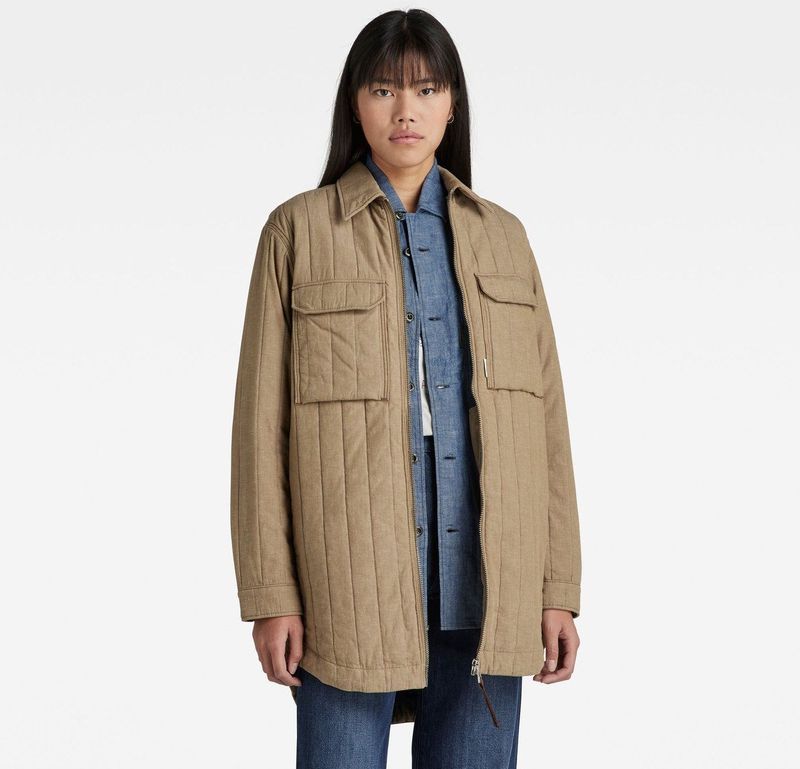 Overshirt - Ecru - Katoen/Linnen - Licht Gewatteerd - Lange Mouwen