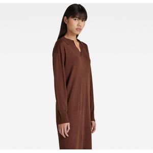 G-STAR RAW - Gebreide Polojurk - Bruin - Dames - Knielang