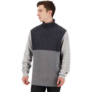 G-star Cable Color Block Loose Trui Met Hoge Hals Grijs Man